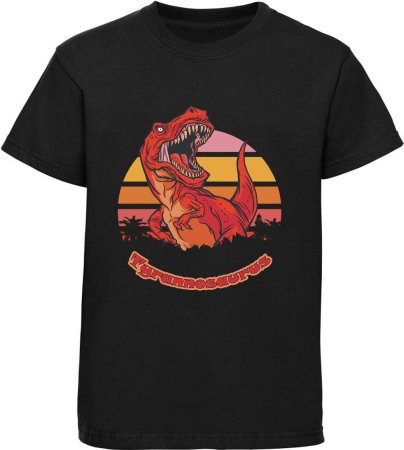 Children's printed t-shirt with red roaring T-Rex